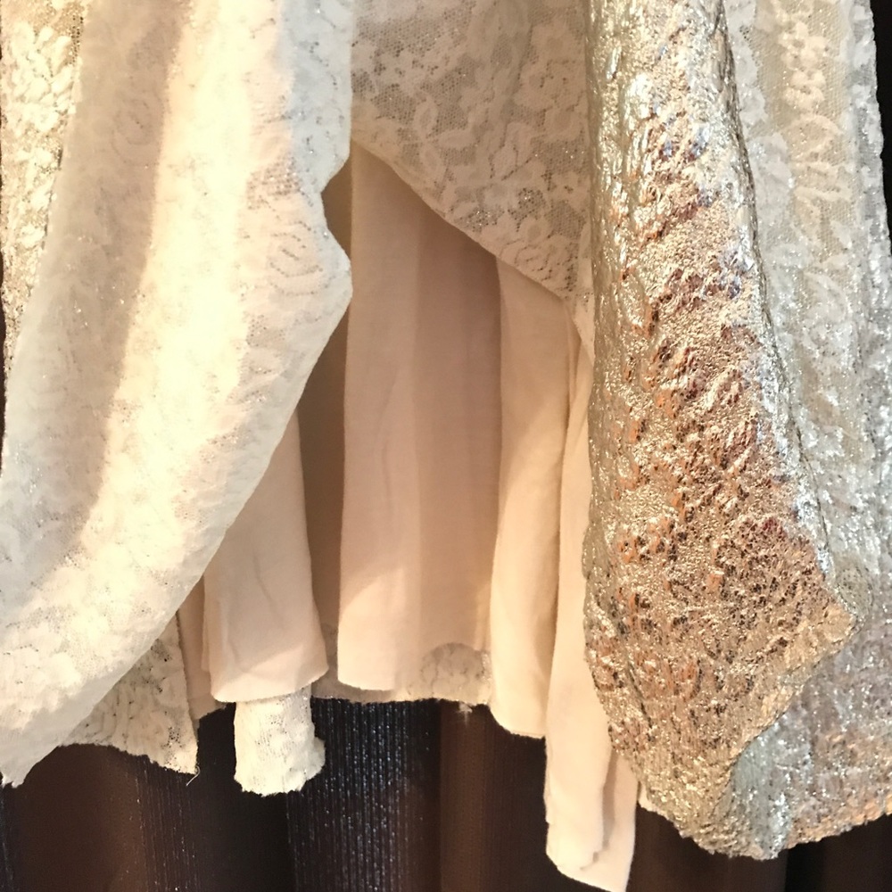 Free People White Lace Gold Foil Ombré Dress - Picture 3 of 7